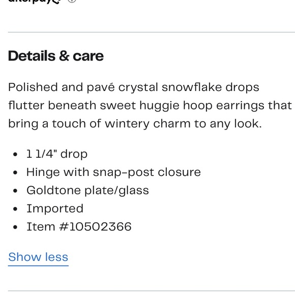 Panacea Hoop Huggie Snowflake Gold Earrings NWT - Picture 13 of 13